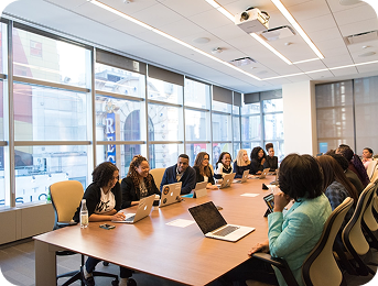 Team overlooking city