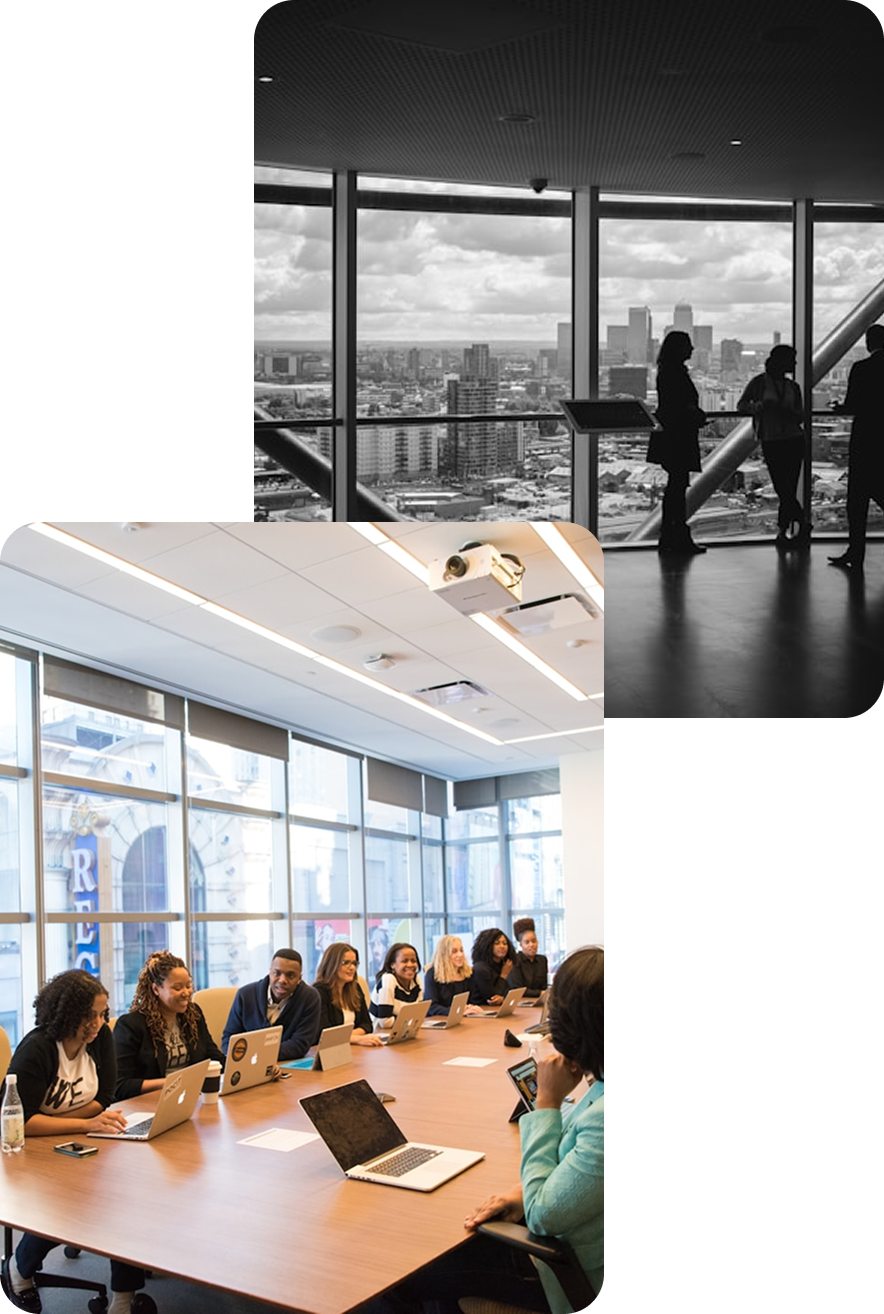 Team overlooking city